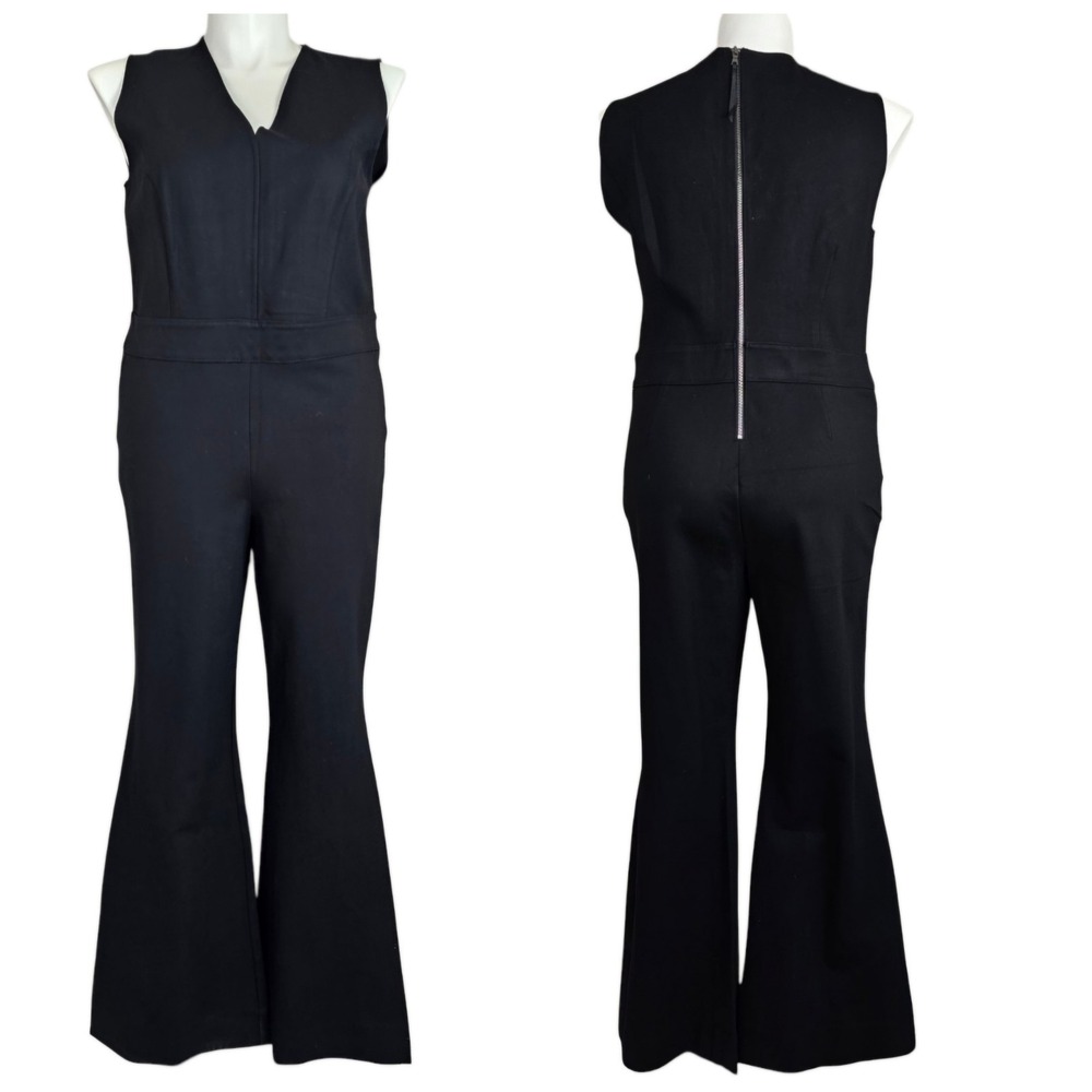 Spanx The Perfect Jumpsuit Black Sleeveless‎ Flare Ponte Womens XL Bell Bottoms